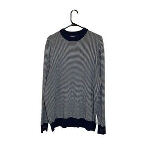 J, Hilburn Mens Size L Sweater Crew Neck Stripes Knit Cotton Casual Classic Warm